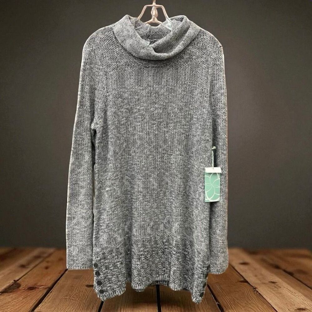 NWT Aventura Belinda L Grey Charcoal Cowl Neck Beautiful Stylish Sweater Tunic